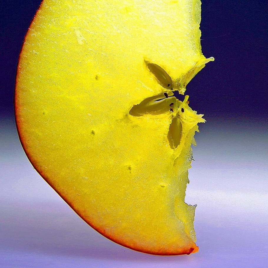 apple, disc, fruit, apple slice, yellow, freshness, drop, close-up HD wallpaper