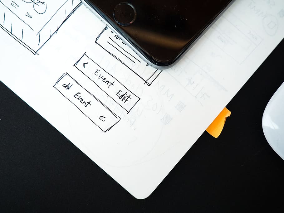 Wireframe Web Design iPhone Mouse, uX, art and Design, technology