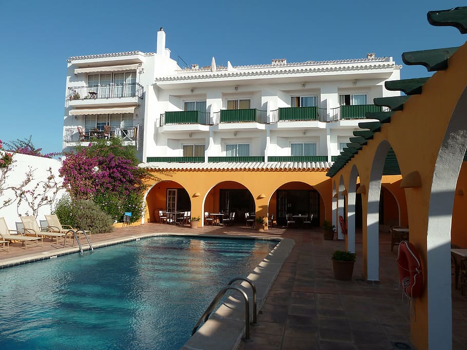 hotel, pool, menorca, vacation, resort, swimming, luxury, summer HD wallpaper