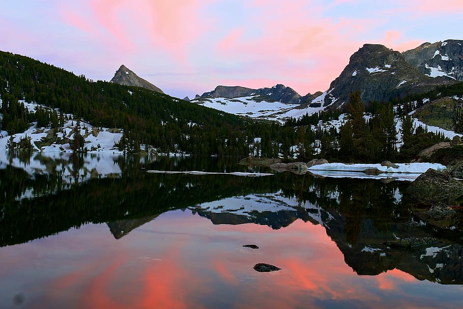 Sunset, Wind River, Wyoming, Rivers, wind rivers, reflection HD wallpaper