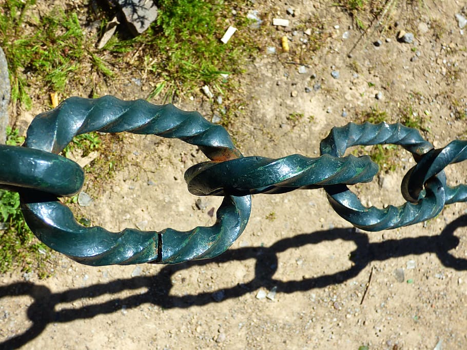 string, giant links, metal, iron, shadow, sunlight, high angle view HD wallpaper
