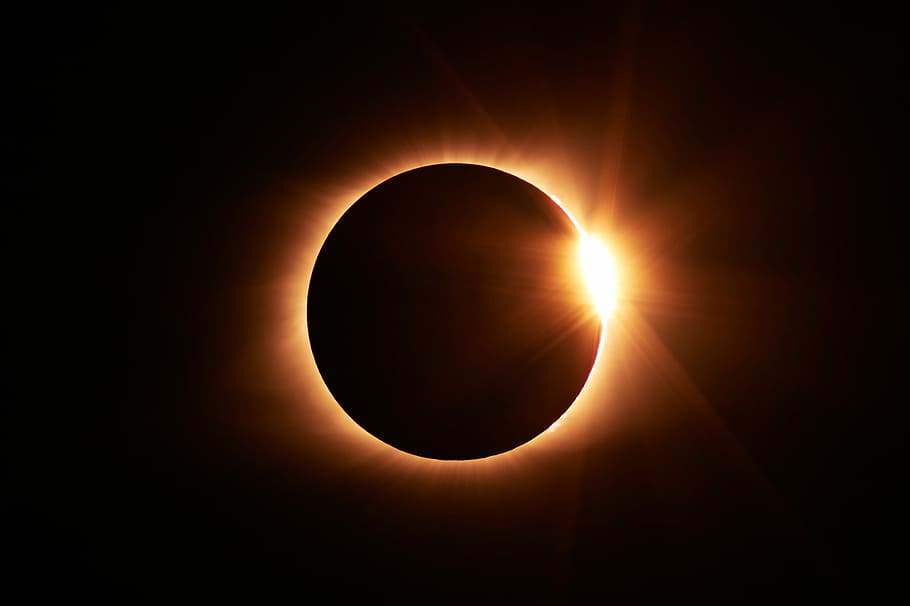 moon eclipse, photo of solar eclipse, amazing, dark, light, total eclipse, HD wallpaper