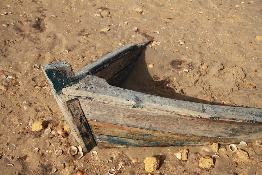 Boot, Beach, Sea, wood - material, no people, day, outdoors HD wallpaper