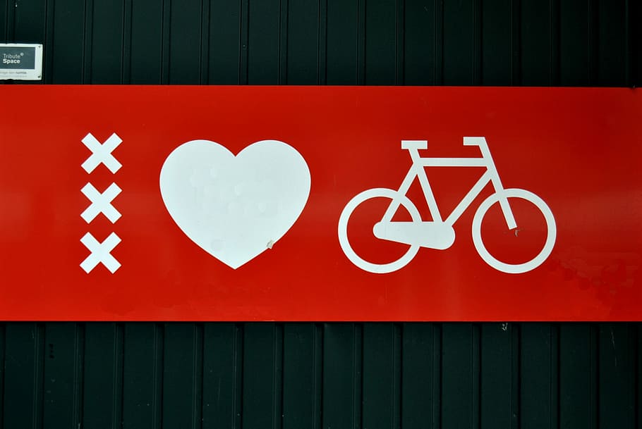 Amsterdam, Love, biciclete, red, communication, no people, day HD wallpaper