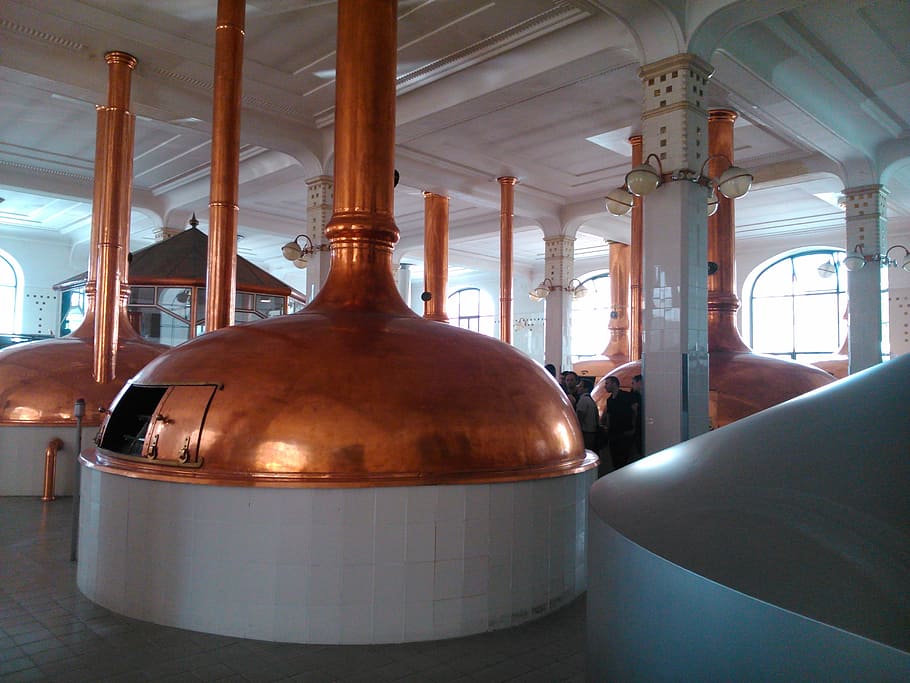 Brewery, Forms, Copper, winery, bottle, indoors, factory, cellar HD wallpaper
