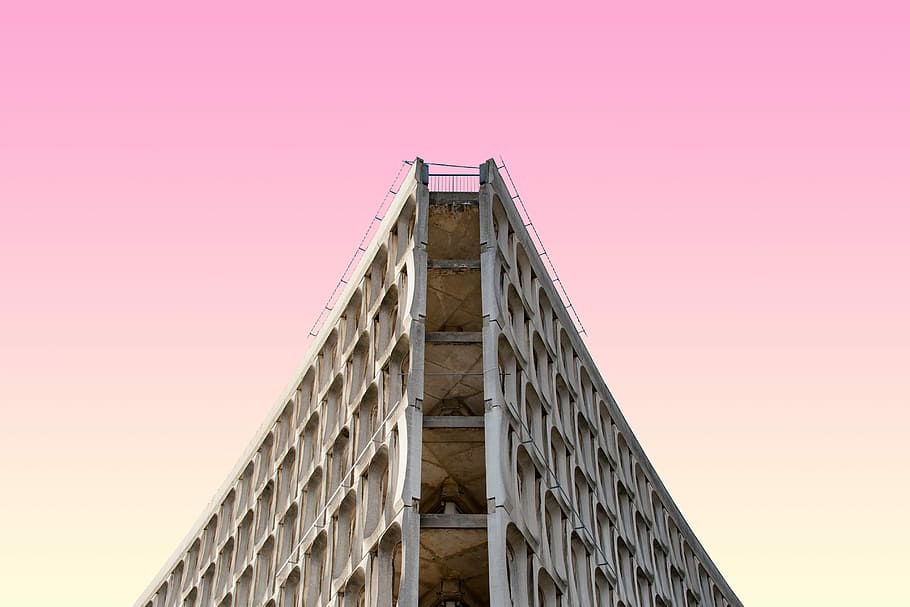 low angle photography of white concrete high-rise building, low angle photography of concrete building HD wallpaper