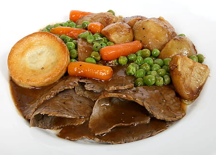 steak with potato and carrot, Abstract, Beef, Britain, British HD wallpaper
