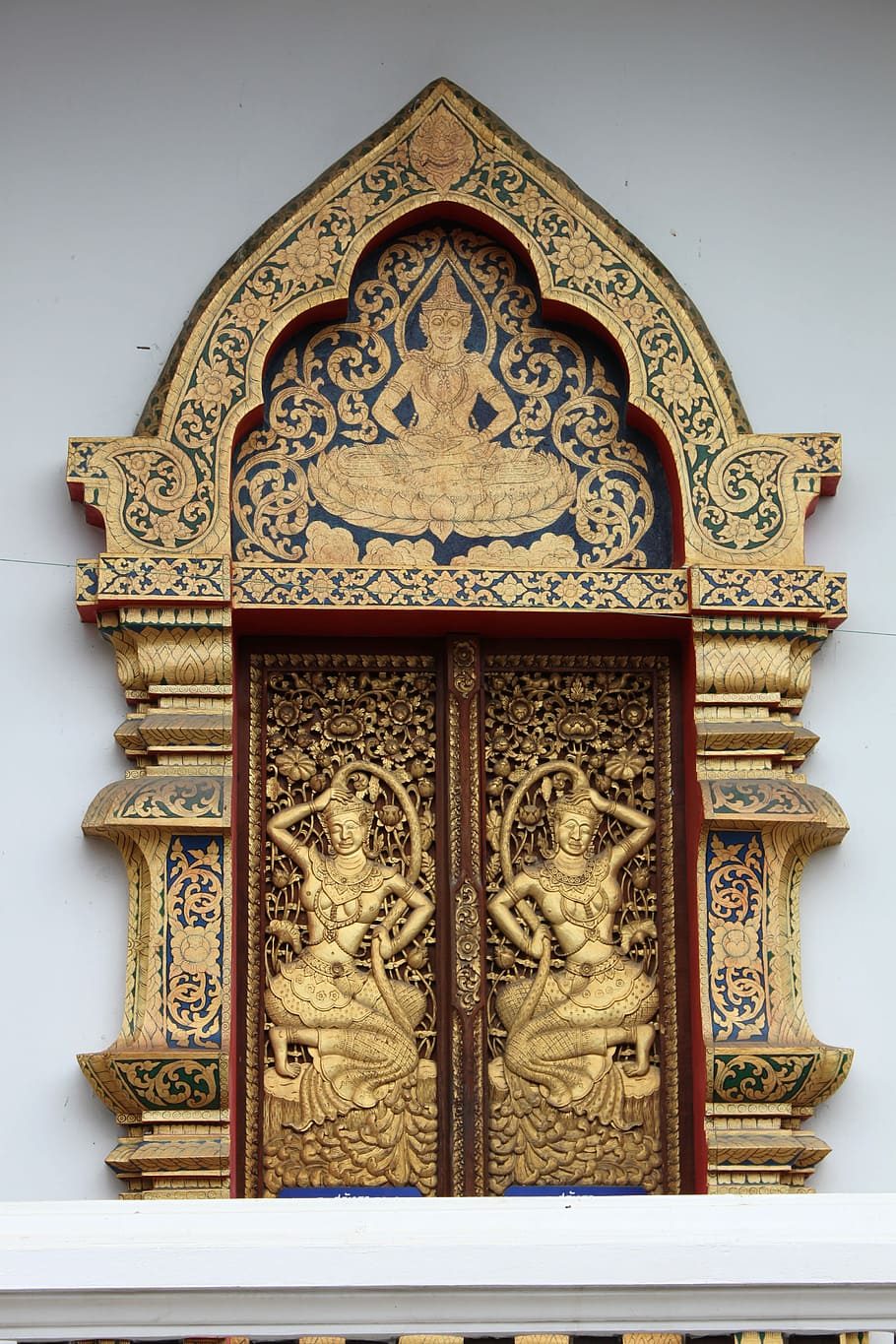 Window, Temple, North Thailand, architecture, bas relief, ornate