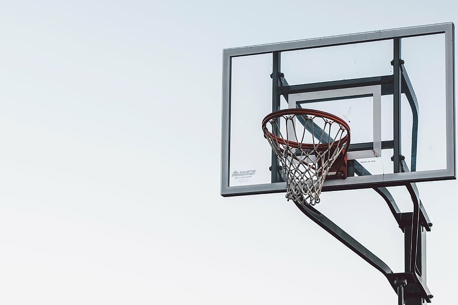 white and black basketball system, spalding, court, sports, exercise, HD wallpaper