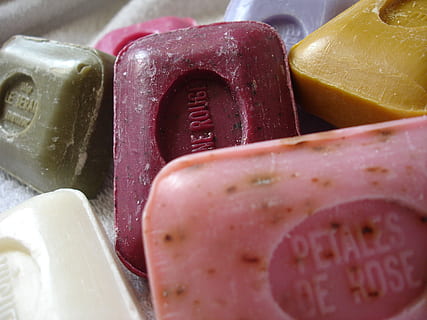 person taking a photo of assorted colored soaps, shower, bath HD wallpaper