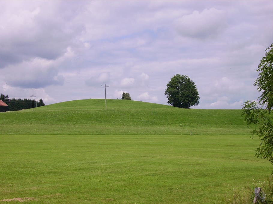 landscape, meadow, nature, sky, clouds, green, autumn, grass HD wallpaper