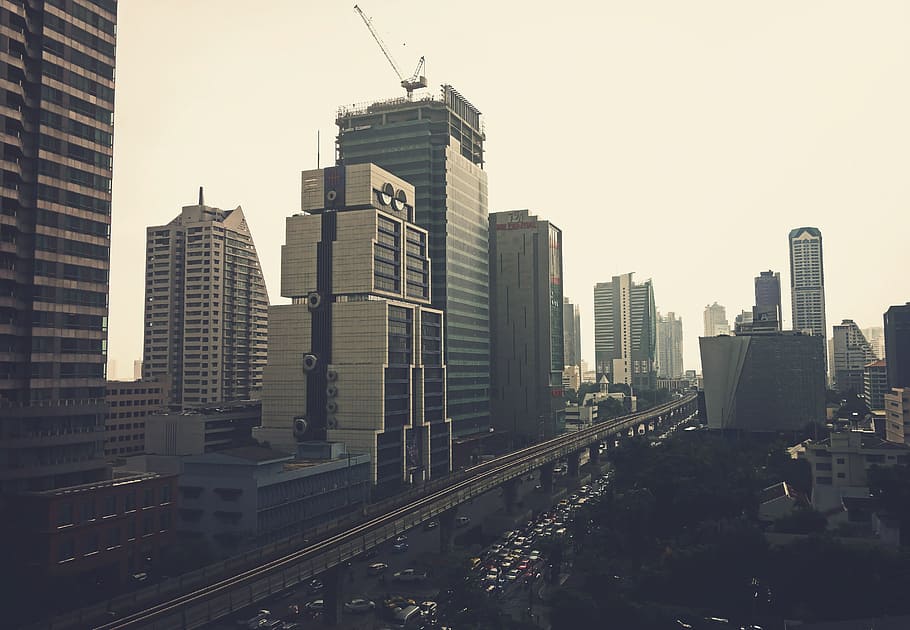 architecture, building, infrastructure, crane, construction HD wallpaper
