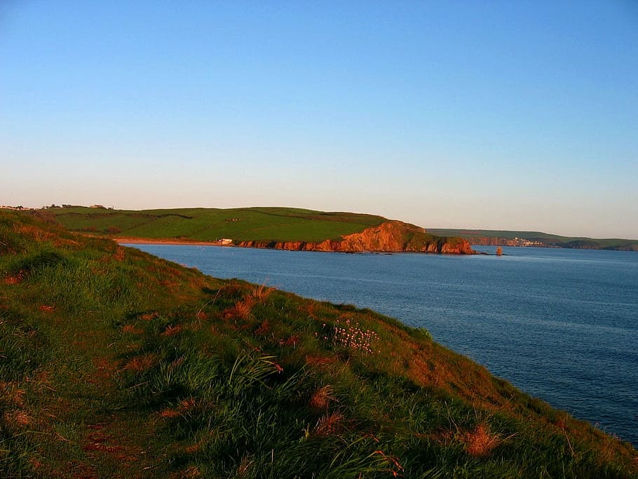 sea, nature, sky, evening, beach, devon, summer, coastline HD wallpaper