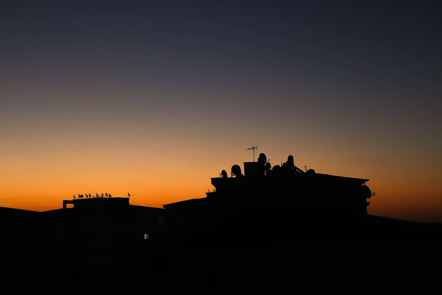 sunrise, solar, silhouette, sky, sunset, architecture, building exterior HD wallpaper