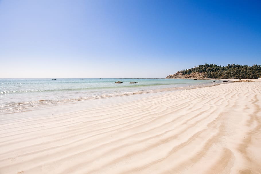 sea, landscape, nature, sky, beach, beautiful, blue sky, clouds HD wallpaper