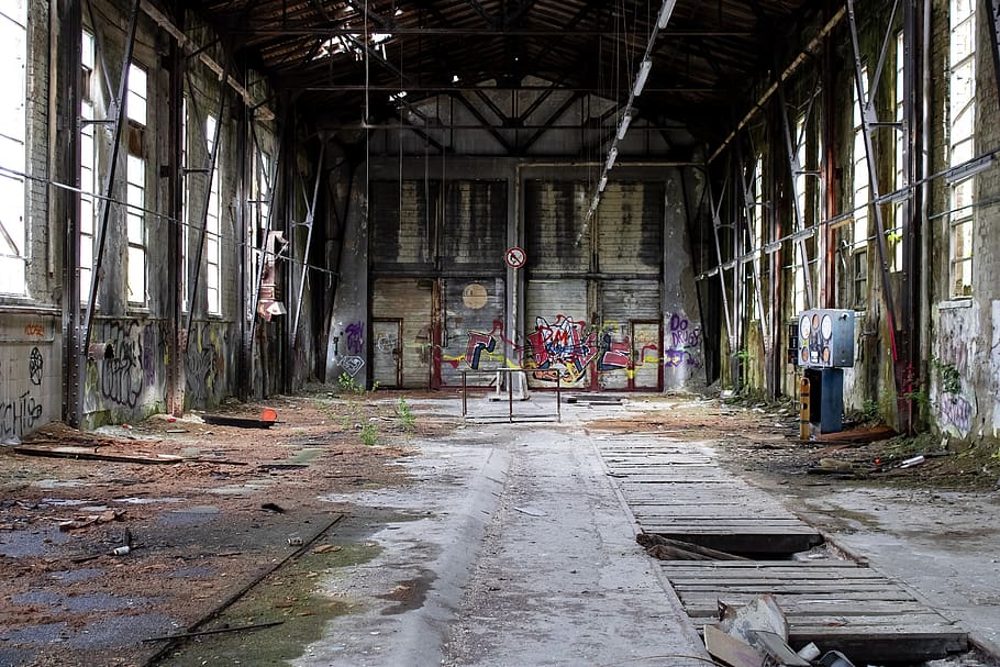 storage hall, warehouse, dilapidated, architecture, building HD wallpaper