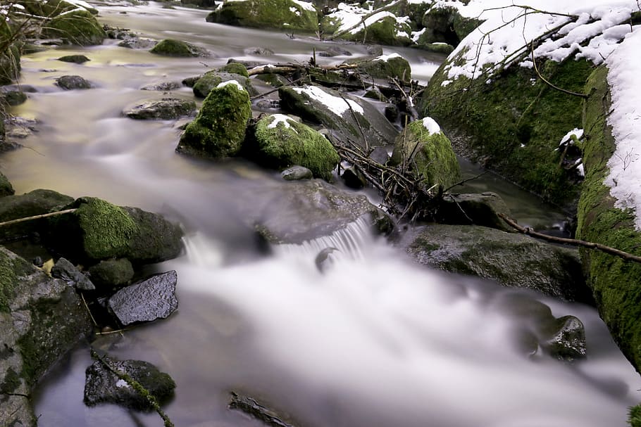 waters, waterfall, river, nature, travel, flow, landscape, bach HD wallpaper