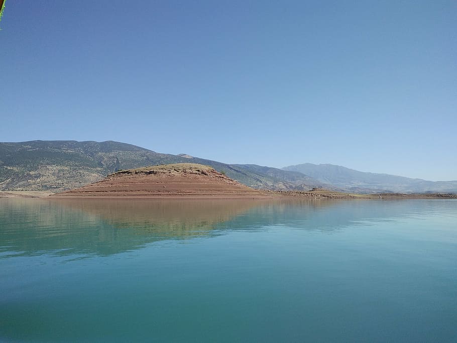 lake, reflection, mountain, morocco, nature, landscape, water HD wallpaper
