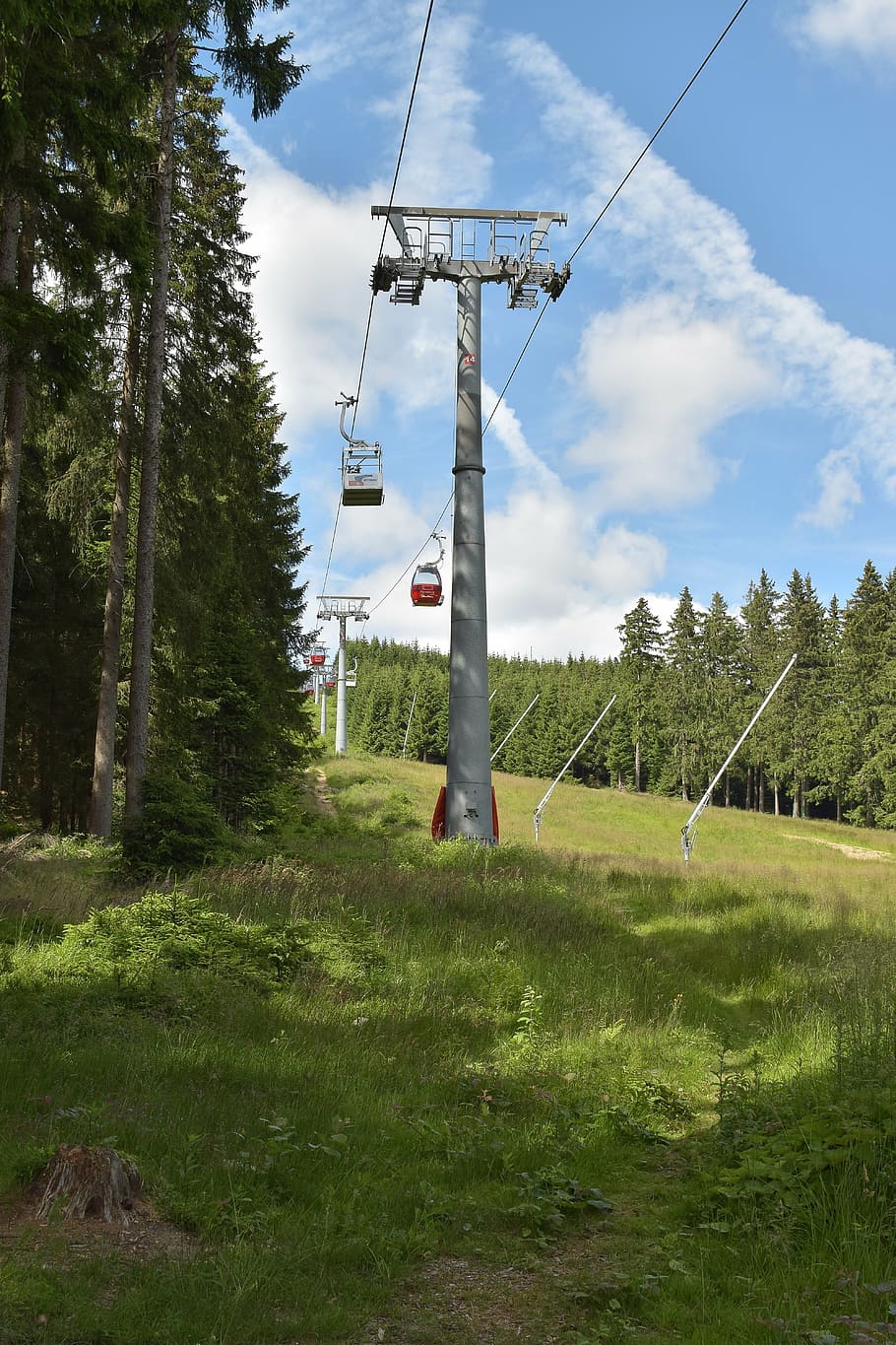 cabin, cable car, mountains, highlands, braunlage, worm mountain HD wallpaper