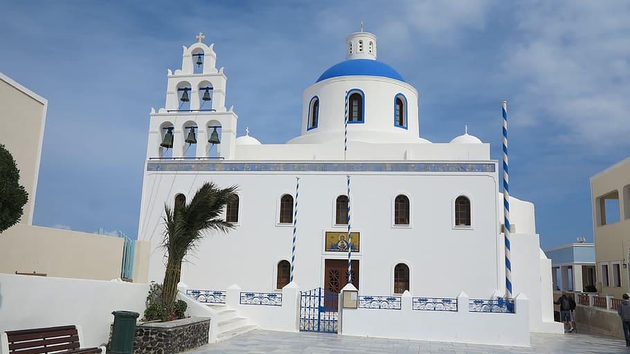 Santorini, Greece, White Houses, religion, building exterior HD wallpaper