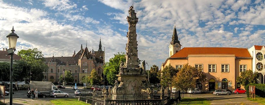 panorama, cloud, lamp post, architecture, built structure, sky HD wallpaper
