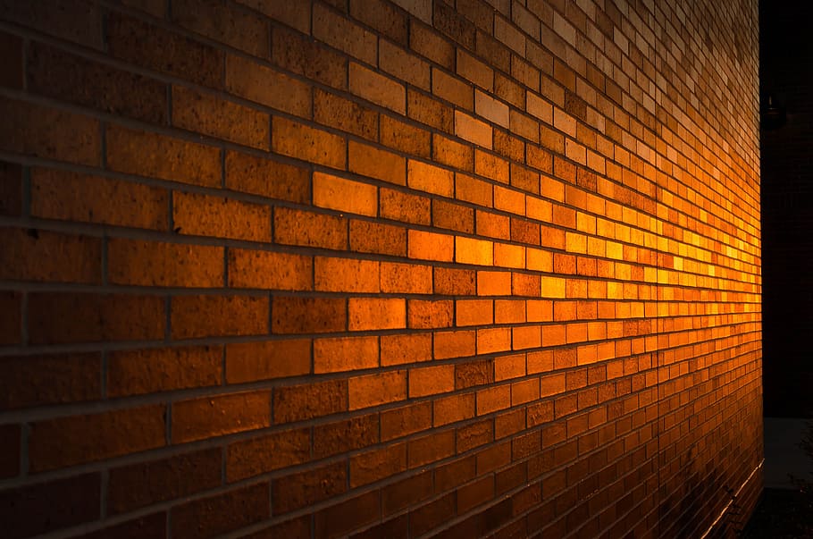 brown concrete bricks, Brick, Wall, Sunset, Red, Brick, Brick Wall HD wallpaper