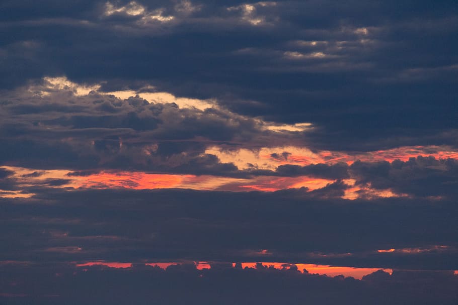 Sunset View Covered by Cloudy Sky, backlit, clouds, cloudscape HD wallpaper