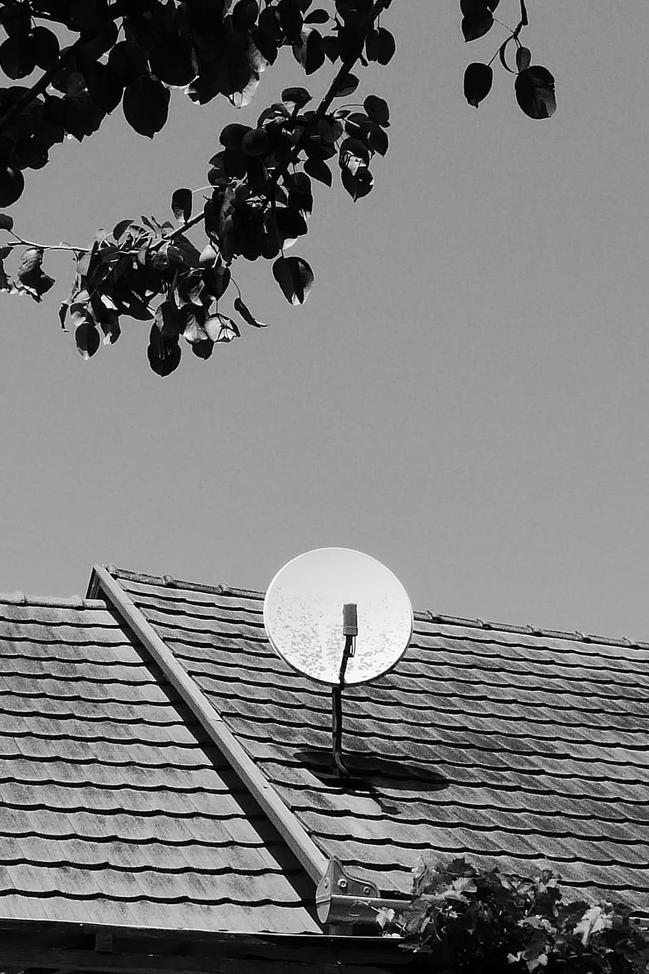 satellite dish, tv, watch tv, reception, transmitter, roof, HD wallpaper
