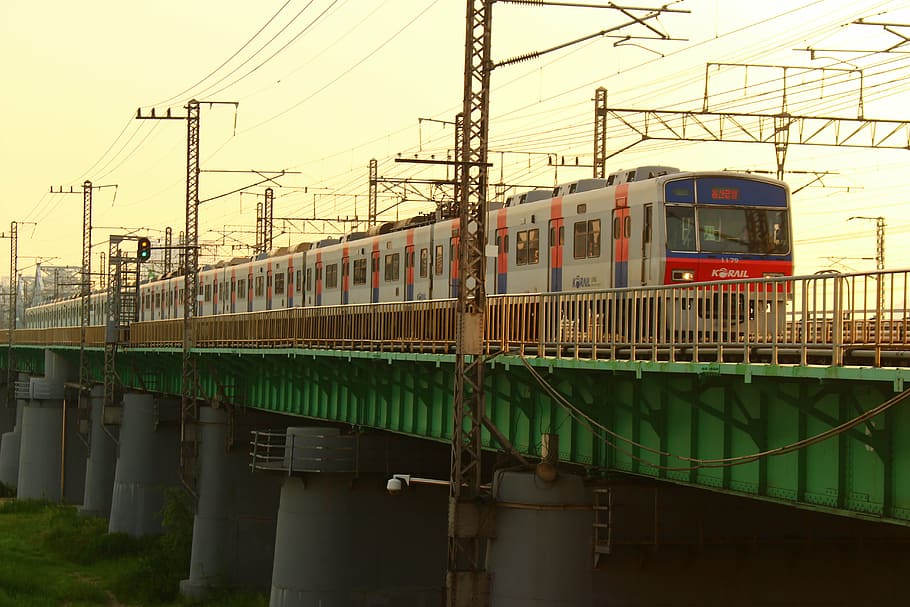 train, subway, han river, bridge, transportation, connection HD wallpaper