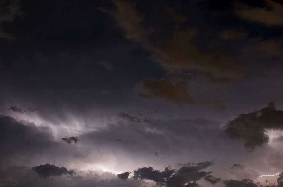 HD wallpaper: thunderstorm, lightning, clouds, night, weather, sky ...