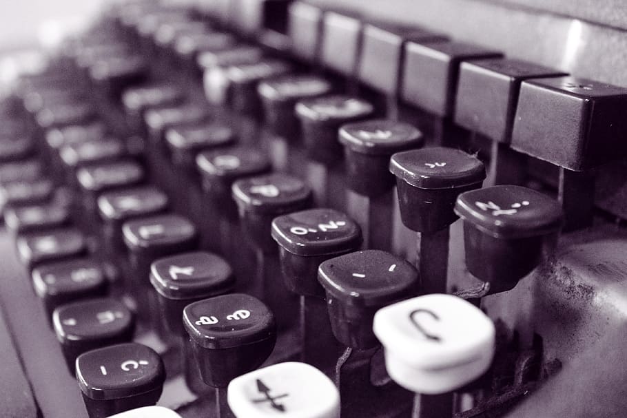 closeup photography of black typewriter, keyboard, print, letters HD wallpaper