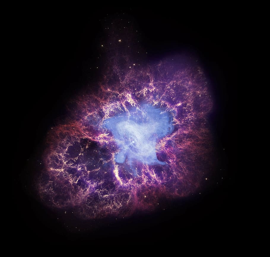 crab nebula, space, m1, ngc 1952, taurus a, glow, universe, HD wallpaper