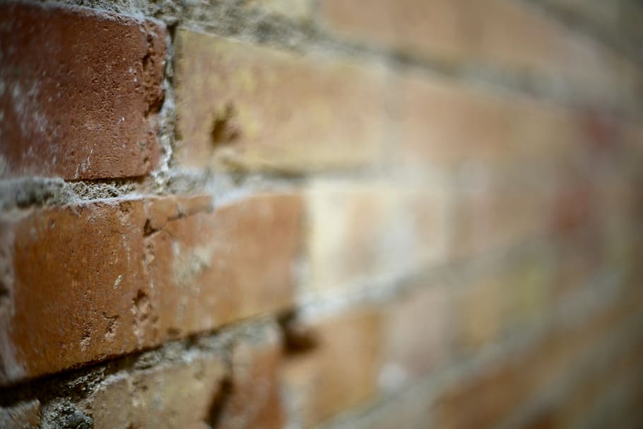 tilt shift photography of brown brick wall, texture, old, dirty HD wallpaper