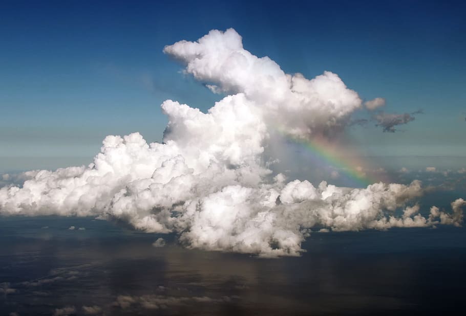 clouds, blue, sky, rainbow, cloud - sky, water, beauty in nature HD wallpaper