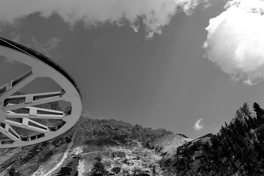 Mountains, Clouds, Technology, Landscape, europe, lift, wheel HD wallpaper