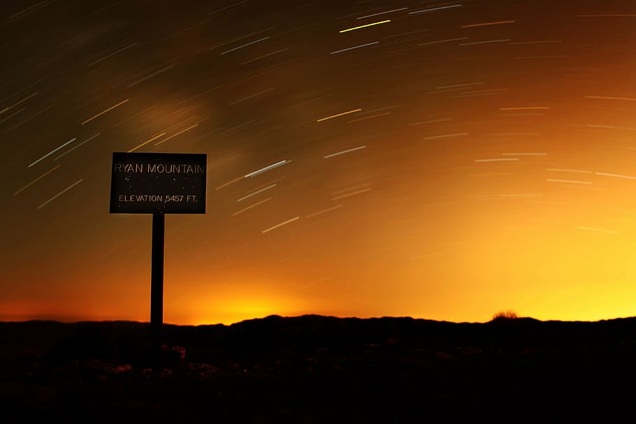 california, ryan mountain, sky, clouds, stars, sunset, dusk HD wallpaper
