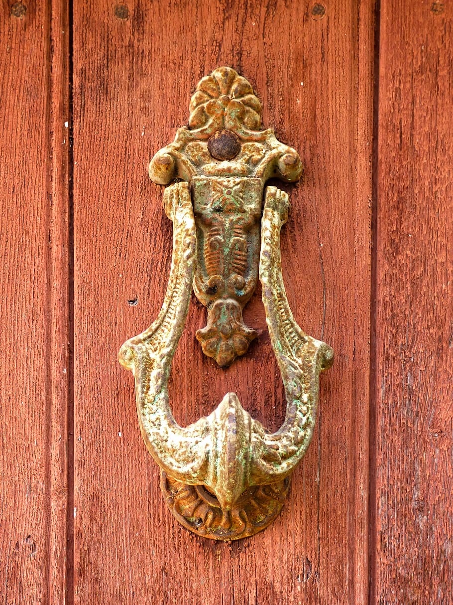 passepartout, aldaba, caller, door, knock knock, old, iron HD wallpaper