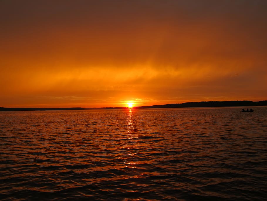 sunset, evening, summer, sky, water, scenics - nature, sea HD wallpaper