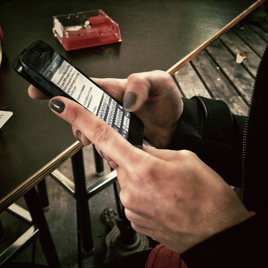 black iPhone 5, mobile phone, app, hand, keep, smartphone, communication HD wallpaper