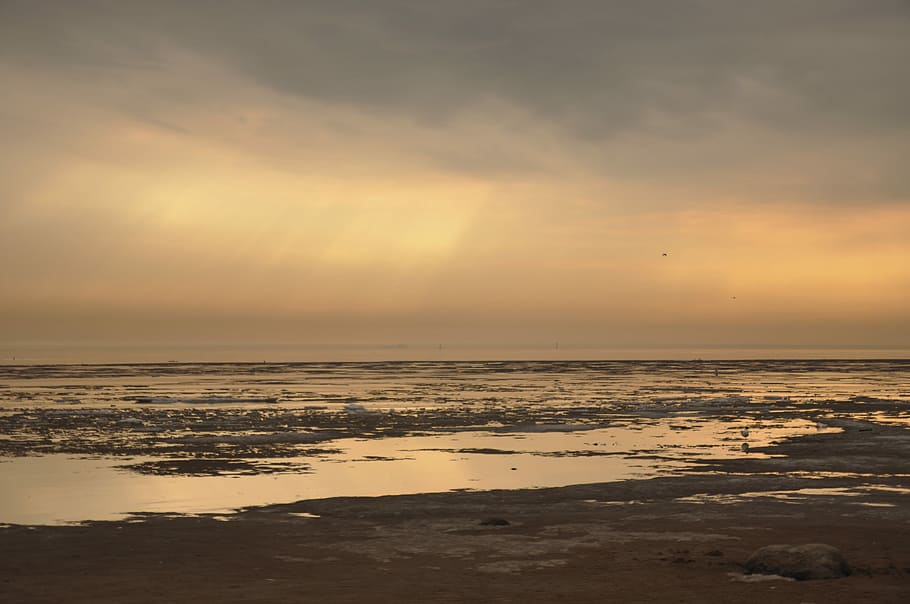 sunset, water, no one, dawn, beach, twilight, coast, sea, sky HD wallpaper
