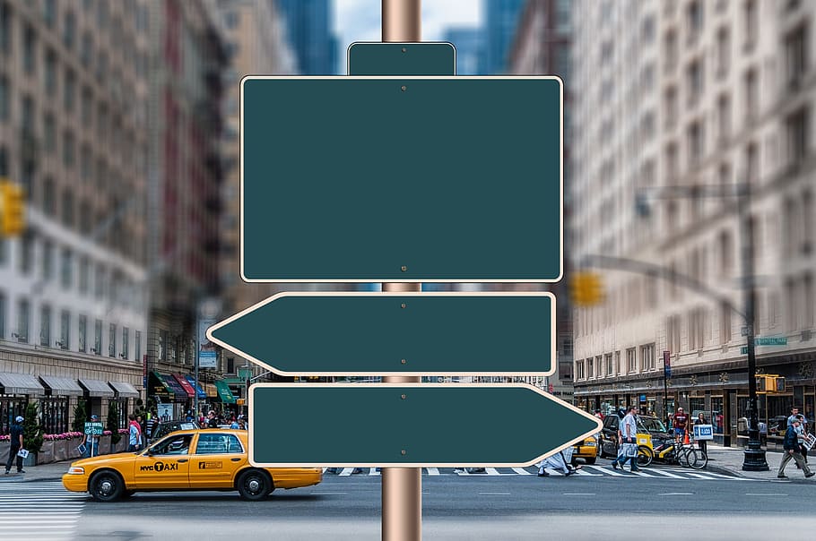 photo of empty green metal signboards, shield, directory, direction HD wallpaper