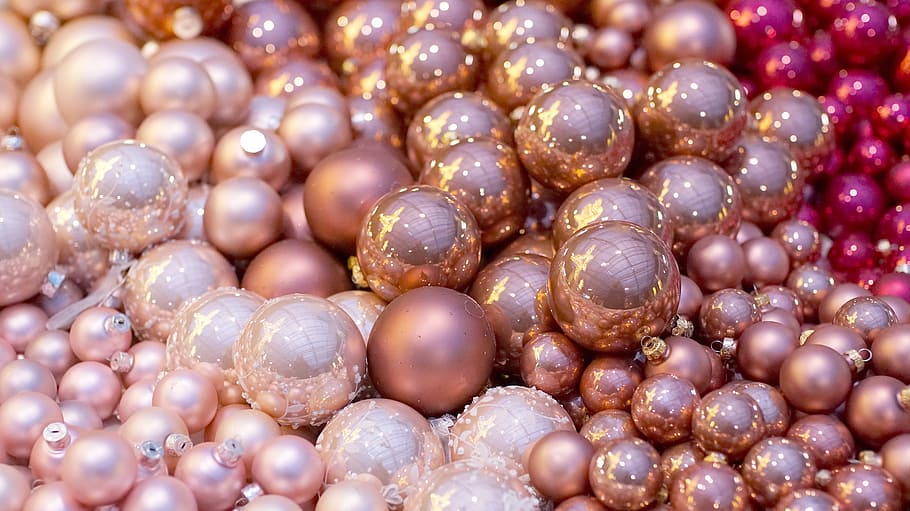 pile of bauble lot, christmas balls, pink, christmas time, advent, HD wallpaper