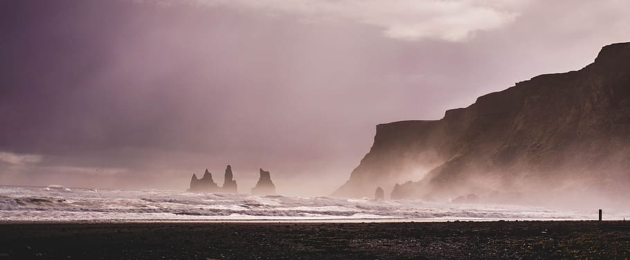 person taking photo of ocean waves, panoramic, water, winter HD wallpaper