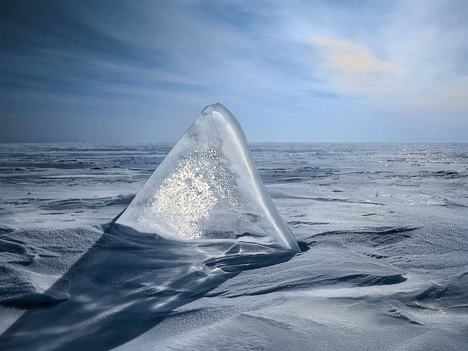 Ice shark., ice cube on body of water, iceberg, snow, winter HD wallpaper