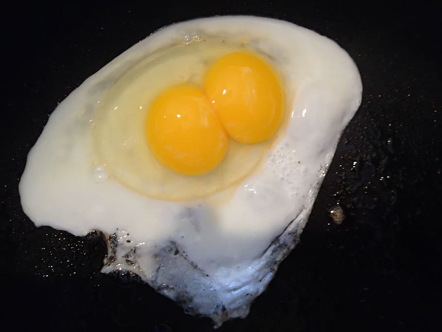 eggs, frying pan, double eggs, breakfast, food, food and drink HD wallpaper