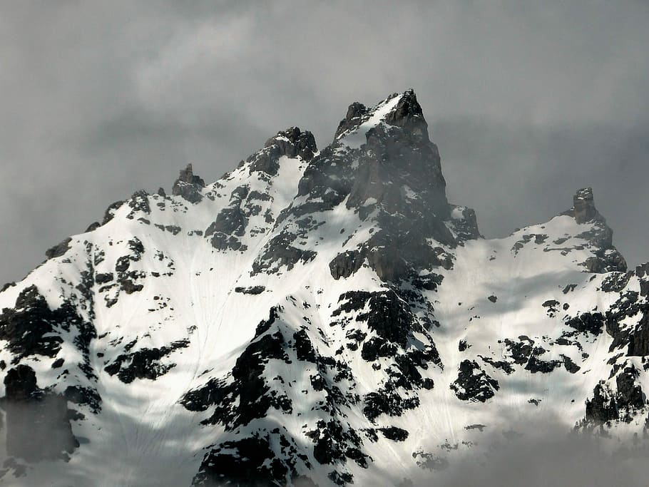 Mountain, Top, Peak, Cold, Snow, grey, nature, cloud - sky HD wallpaper