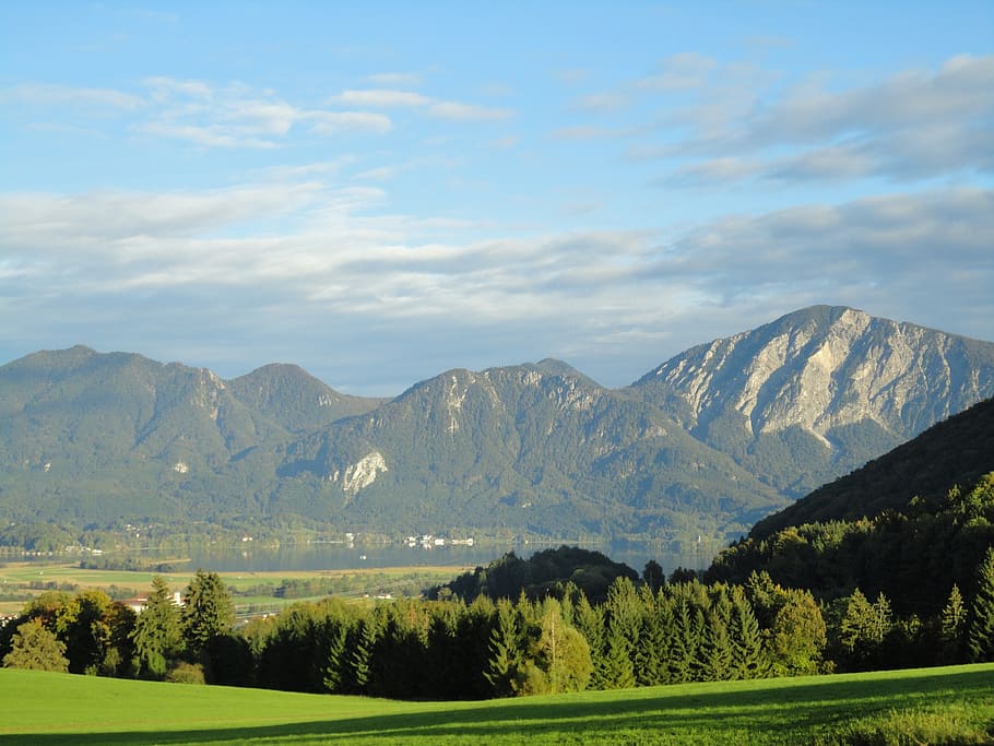 horizon, clouds, alpenblick, haze, bavaria, alpine, kampenwand HD wallpaper