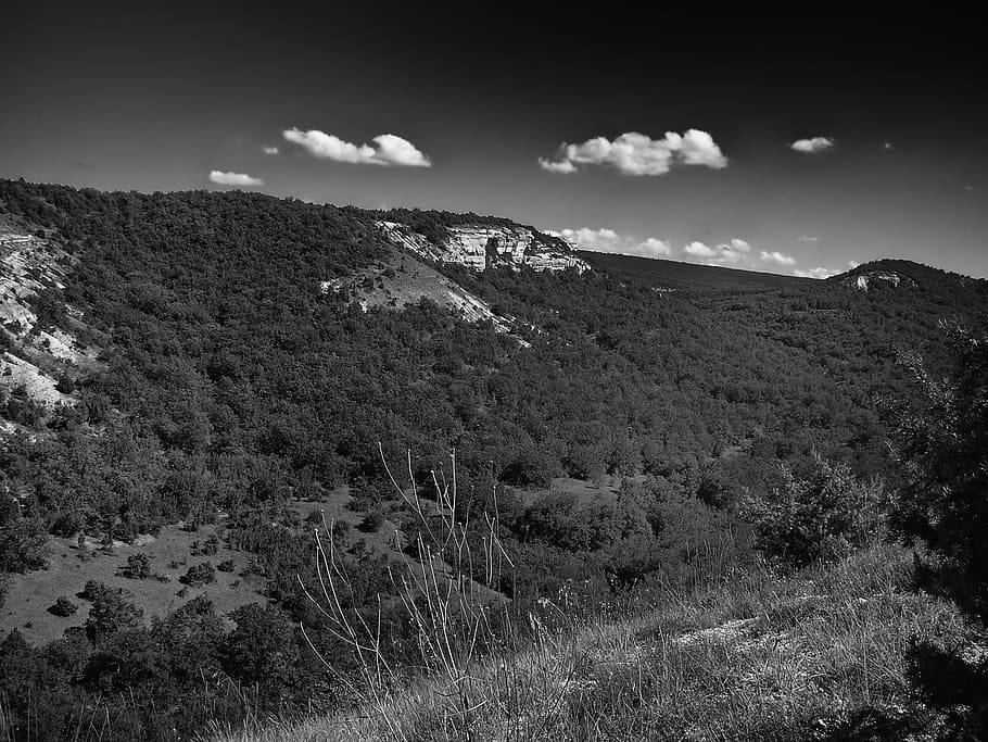 Crimea, Landscape, Mountains, Sky, clouds, forest, trees, countryside HD wallpaper