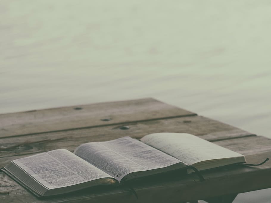 book on table, two, opened, books, bible, reading, no people HD wallpaper