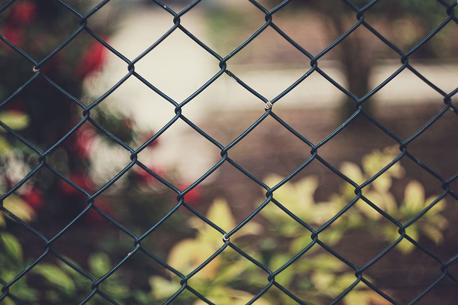black steel cyclone fence during daytime, black cyclone fence HD wallpaper
